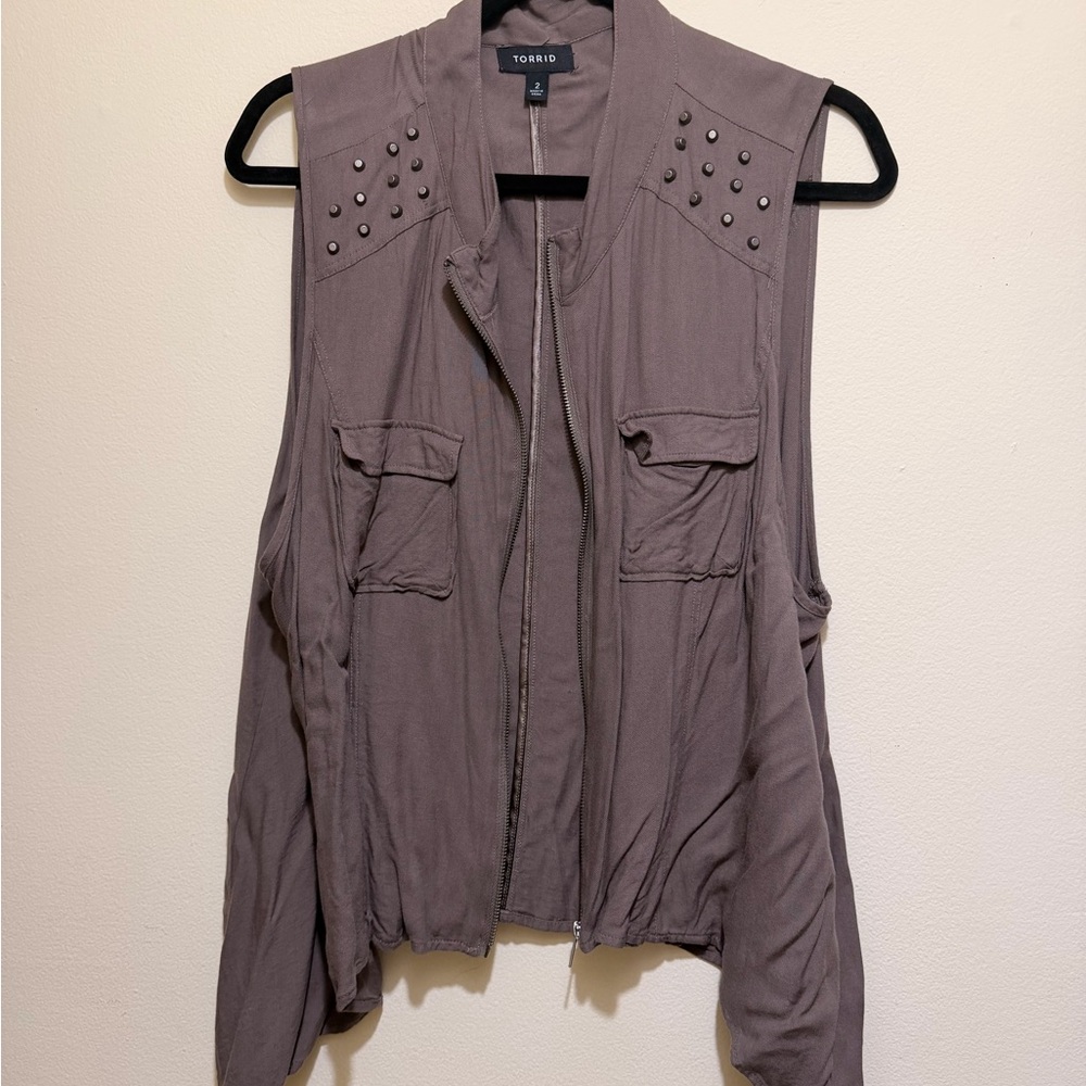 torrid mauve-gray studded utility vest